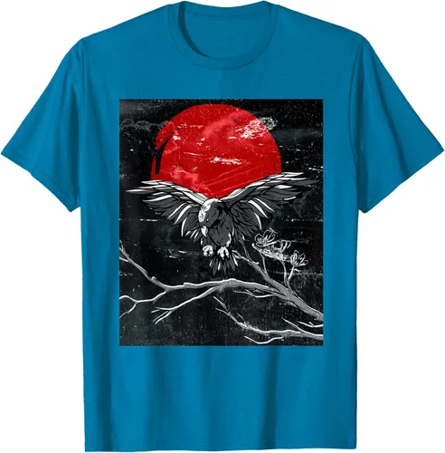 Vista 57 de Red Moon Raven - Camiseta japonesa de cuervo negro, Negro, S