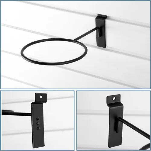 Vista 4 de Gisafai 6 piezas de metal Slatwall almacenamiento de bolas multifunción soporte de bolas Slatwall Basquetbol Basquetbol Soporte de pared