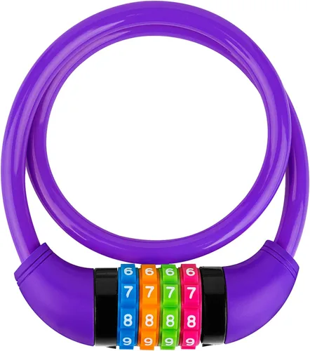 Vista 10 de Cable de bloqueo de bicicleta, combinación de 4 dígitos con cabezal de bloqueo de metal, reiniciable, 2 pies x 0.45 pulgadas, para bicicleta, Negro
