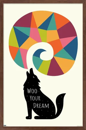 Vista 11 de Trends International Andy Westface - Wolf Woo Your Dream Wall Poster, 22.4L x 14.7W, Barnwood Framed Version