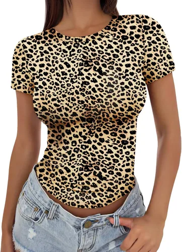 Vista 13 de Trendy Queen - Camisetas básicas para mujer, camisetas de verano, manga corta, ajustadas, linda ropa de entrenamiento para gimnasio Blanco