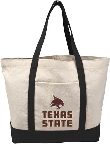 Vista 359 de Campus Lab Bolsa de lona con logotipo primario colegiado con bolsillo externo, bolsa de hombro reutilizable para ir de compras, playa Águilas A&m