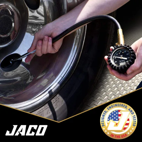 Vista 4 de Jaco, EliteProPlus, medidor de presión para neumáticos con boquillas de inflado intercambiables, 160 PSI