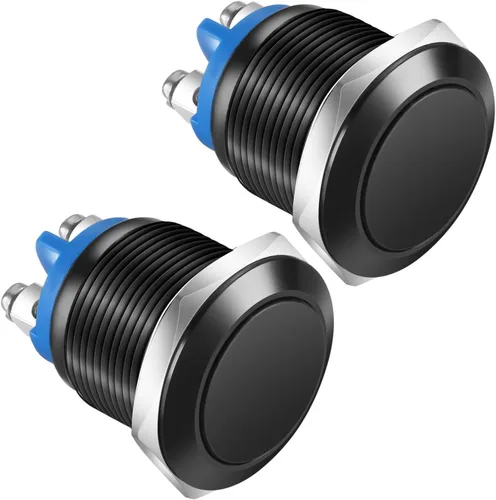 Vista 12 de Gebildet 4 piezas Interruptor de botón de cierre de 12 mm con cabeza elevada, cable de aleación de aluminio 1NO 12V 24V 36V 110V 250V Impermeable