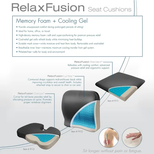 Vista 7 de Wagan IN9112 Relax Fusion - Cojín lumbar de espuma viscoelástica y gel para asiento