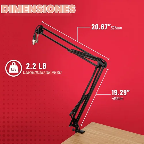 Vista 6 de Gator Frameworks - Brazo de micrófono de montaje en escritorio con resorte para transmisiones, podcasts, creación de contenido, transmisión en vivo