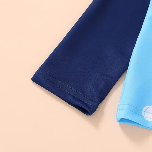 Vista 6 de Happy Town Trajes de baño para niños pequeños, traje de baño de manga larga, traje de baño de dos piezas, traje de baño, playa, verano