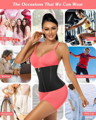 Vista 6 de Phateey Faja de entrenamiento de cintura para mujer, 3 correas Control de abdomen, faja de sudor para entrenamiento, banda delgada para el vientre