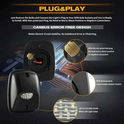 Vista 3 de Gempro Lámpara LED de repuesto para placa de matrícula compatible con Tocama Pickup Truck 1995-2004, luz trasera de 6500 K, color blanco