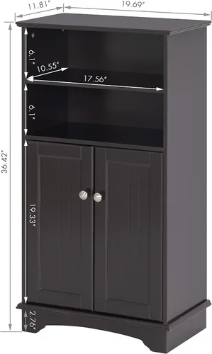 Vista 2 de Spirich Armario de almacenamiento de baño moderno de madera espresso, 23.62 pulgadas de ancho x 11.81 pulgadas de profundidad x 40.15 pulgadas