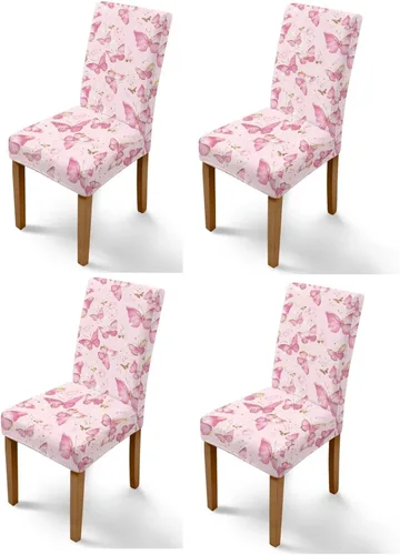 Vista 28 de HUGS IDEA Butterfly Dining Room Chair Covers Set of 2 Blue Marble Stretch Parsons Chair Slipcovers Washable Kitchen Chairs Protector Covers for