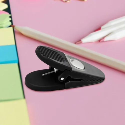 Vista 6 de Juego de 10 soportes magnéticos para notas, clip grande, plástico, color negro