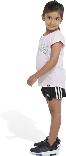Vista 5 de adidas Conjunto de camiseta gráfica y pantalón corto de malla de 2 piezas para niñas