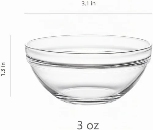 Vista 2 de Sweejar Juego de tazones pequeños de vidrio de 3 pulgadas, cuencos/platos para salsa de inmersión de 3 onzas, mini cuencos para salsa de tomate