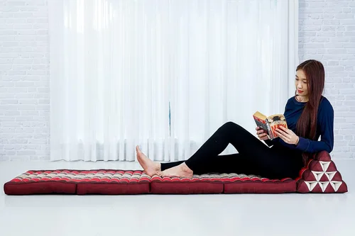 Vista 60 de Leewadee - Cojín Tailandés plegable para el suelo con respaldo para TV, sala de estar, colchón para exterior, 65.7 x 20.9 x 11.8 pulgadas, Kapok