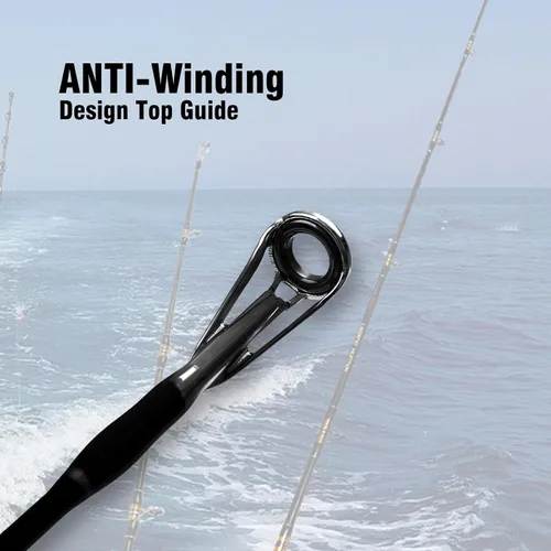 Vista 6 de Fiblink Caña de pescar pesada Jigging de agua salada de 1 pieza (30-50 lb/50-80 lb/80-120 lb, 5 pies 6 pulgadas)