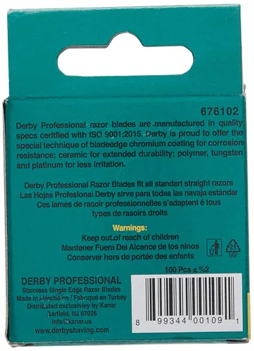 Vista 3 de 100 cuchillas de afeitar profesionales Derby de un solo filo (paquete de 2)
