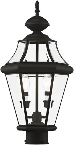Vista 5 de Livex Lighting 2264-01 Georgetown - Cabezal de poste para exteriores con 2 luces, latón antiguo