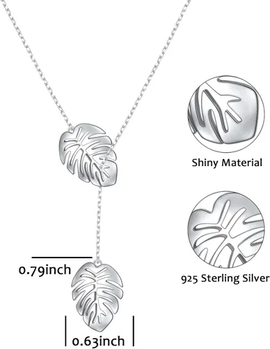 Vista 6 de Collar largo de plata de ley Larait Bar Y Lariat de cadena larga ajustable collar de regalo para ella, 30 pulgadas