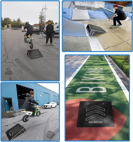 Vista 8 de Rampa de salto para niños para patineta, bicicleta, scooter, BMX, auto RC y motocross, 25.2 pulgadas, color negro