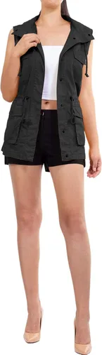 Vista 4 de MixMatchy chaleco con cordón para mujer, ligero, holgado, chaleco utilitario