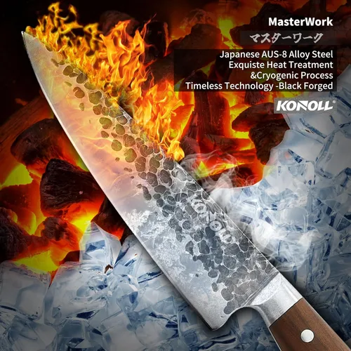 Vista 3 de Juego de cuchillos de chef japoneses profesionales, juego de cuchillos de cocina de 5 piezas, cuchillos de cocina de acero inoxidable de alto
