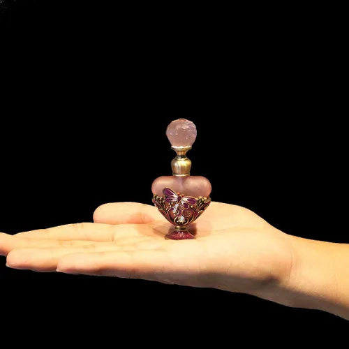 Vista 4 de YU FENG Botella de perfume de libélula de la vendimia 5ML y libélula verde de 0.6 fl oz con flores botella de spray de perfume esmerilado
