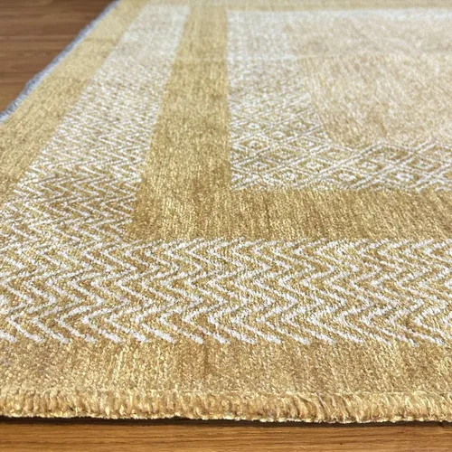 Vista 3 de Alfa Rich 5x8 Alfombras lavables de oro ámbar para sala de estar, dormitorio, cocina, de algodón, aptas para mascotas