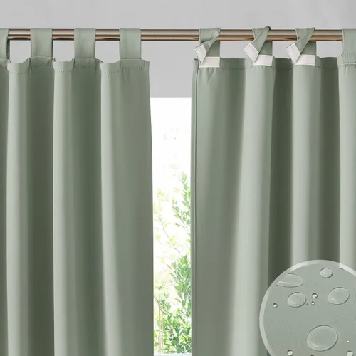 Vista 15 de RYB HOME Cortinas para Exteriores para Patio - 2 Paneles Cortinas para Exteriores Desmontables con Parte Superior Adhesiva Impermeables Opacas