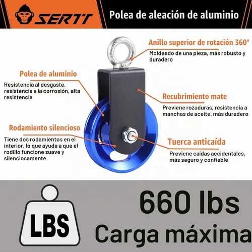 Vista 3 de Rueda de polea de cable para sistema de polea de gimnasio en casa, polea de gimnasio de aleación de aluminio mejorada de 3.543 in para una carga