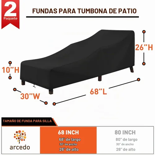 Vista 2 de Arcedo Funda para Silla de Descanso de Exterior Paquete de 2, Funda Impermeable para Muebles de Patio para Piscina y Playa Exterior, Protección