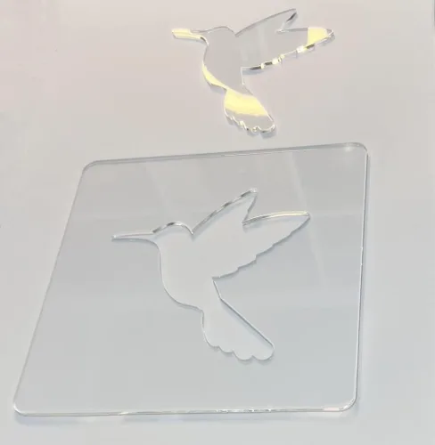 Vista 6 de Plantilla de pájaro de colibrí, plantilla de enrutador acrílico, guía de rastreo de plantilla de enrutador de carpintería (7.875 x 7.875 pulgadas)