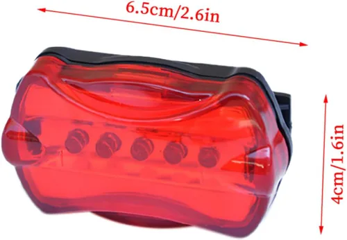Vista 4 de Lámpara de bicicleta 5led Mountain Bike impermeable faro trasero combinación para negro impermeable faro trasero luz combinada