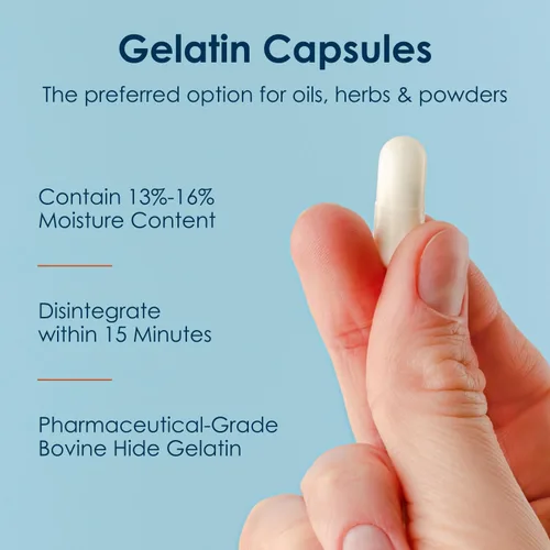 Vista 7 de Capsuline Cápsulas de gelatina vacías tamaño 4, negro/transparente, 1000 unidades, sin gluten, Kosher, con certificación OGM Pastillas bovinas