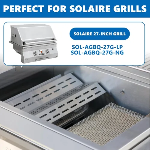 Vista 2 de SafBbcue Placas térmicas para parrilla AGBQ-27G, placas de calor domador de llama para parrilla Solaire de 27 pulgadas, paquete de 2 piezas