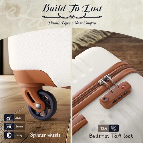 Vista 4 de Coolife Juego de maleta de 3 piezas de equipaje de mano de viaje de mano TSA Lock Spinner Ruedas Hardshell ligero (Negro, juego de 3 piezas (BPTB20))
