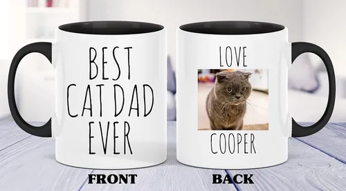 Vista 4 de Taza personalizada con el mejor papá del gato, taza de fotos para los amantes de los gatos, taza personalizada para dueños de mascotas, regalo
