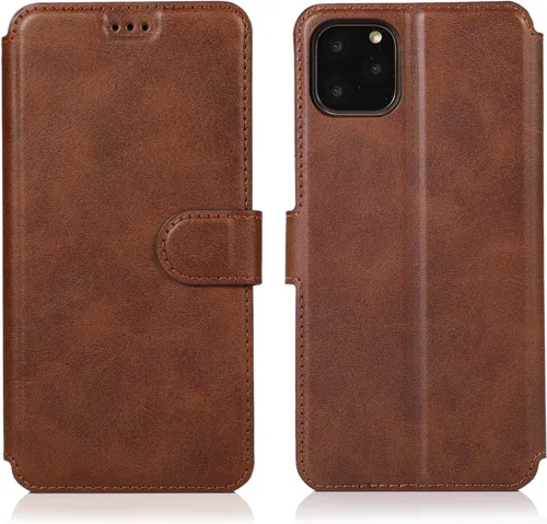 Vista 13 de QLTYPRI Funda para iPhone 11, Premium PU Leather Simple Wallet Case [Ranuras para tarjetas] [Soporte De Caballero] [Cierre Magnético] Funda Flip A
