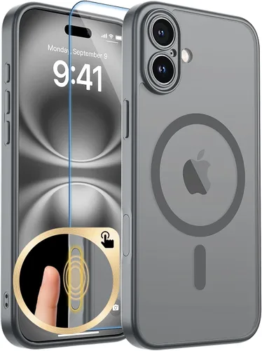 Vista 276 de zapica Funda magnética para iPhone Air, con protector de pantalla de vidrio templado, compatible con MagSafe, translúcida mate, a prueba de golpes