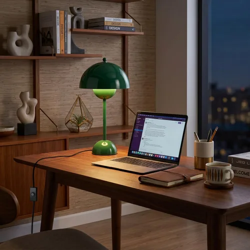 Vista 4 de Lámpara de mesa moderna Mid-Century Bud para dormitorio, con certificación Verde cazador
