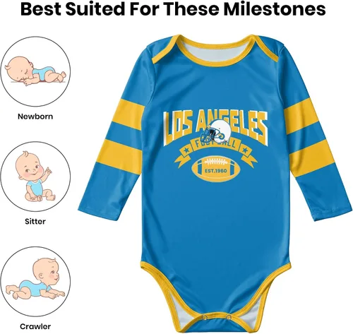 Vista 8 de Sfodcovy Ropa de bebé personalizada de manga larga de fútbol ropa de bebé recién nacido, número de nombre personalizado, regalos de bebé niño niña