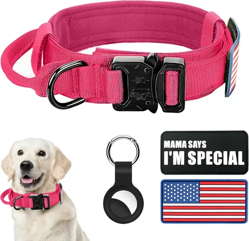 Vista 18 de Collar táctico para perro y correa elástica, juego de collar y correa militar para perro con bandera estadounidense de Estados Unidos, collar K9