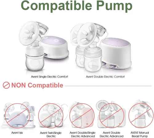 Vista 2 de Maymom Piezas de extractor de leche compatibles con el extractor de leche Philips Avent Comfort SCF332/334, de un lado; incluye brida, válvula