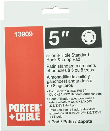 Vista 2 de PORTER-CABLE Almohadilla de gancho y bucle para lijadora modelo 333VS, 5 u 8 agujeros (13909)
