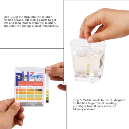 Vista 4 de Tiras de prueba de pH 0-14, 0.5 precisión 100 unidades, papel de prueba de pH Esee para probar agua potable, alimentos, piscinas, acuarios