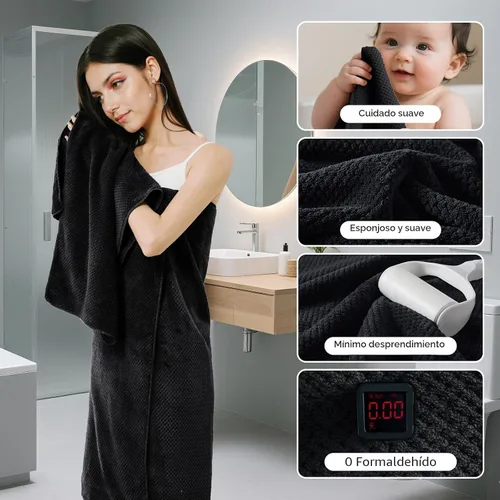 Vista 3 de REDKISS Juego de toallas de baño de 6 piezas, 2 paños de baño, 2 toallas de mano, 2 toallas de baño, forro polar coral ultra fibra, súper