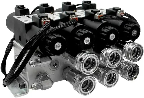 Vista 4 de Summit Hydraulics Kit de válvula hidráulica trasera con tercera función delantera compatible con tractores John Deere serie 2032R, 2038R