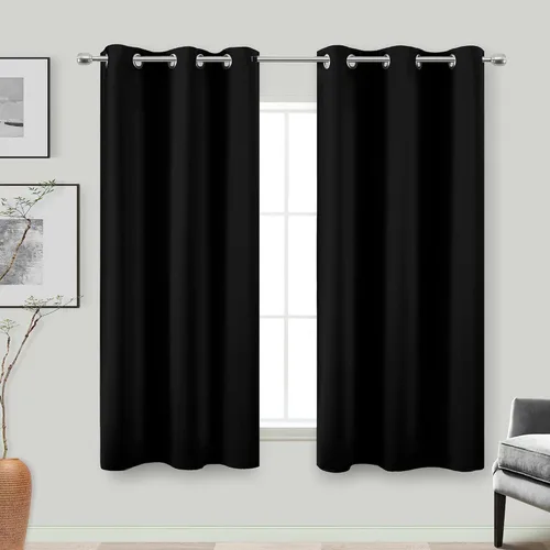 Vista 140 de KOUFALL Cortinas de Baño Aqua para Ventana, Juego de 2 Paneles Decoración Costera Cortinas Cortas Opacas para Ventana Pequeña de Cocina Puerta