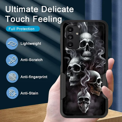 Vista 401 de Funda para Galaxy A14 5G, resistente de doble capa híbrida de policarbonato duro, goma suave, a prueba de golpes, funda protectora resistente