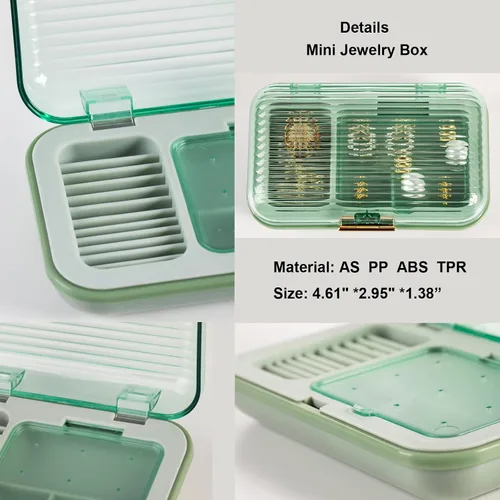 Vista 3 de Omeily Joyero de viaje transparente, organizador de viaje, joyero, organizador de viaje, caja de joyería pequeña para mujer, estuche de viaje